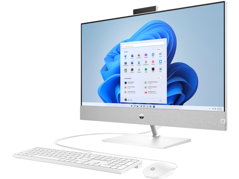 22C1 Intel HP Pavilion 27 inch All-in-One Desktop PC - SnowflakeWhite WiredKBM Win11 Sellin CoreSize
