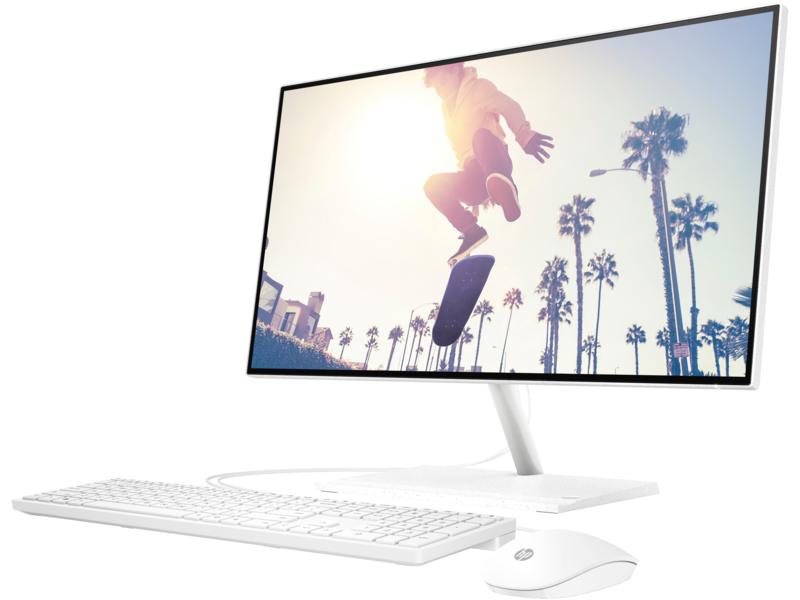 22C1 HP 24 inch All-in-One Desktop PC StarryWhite NT HDcam Freedos CoreSet Left Facing