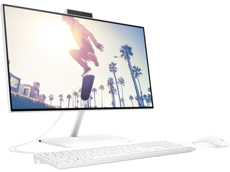 HP All-in-One 24 inch Desktop PC StarryWhite NT HDcam Freedos CoreSet Right Facing