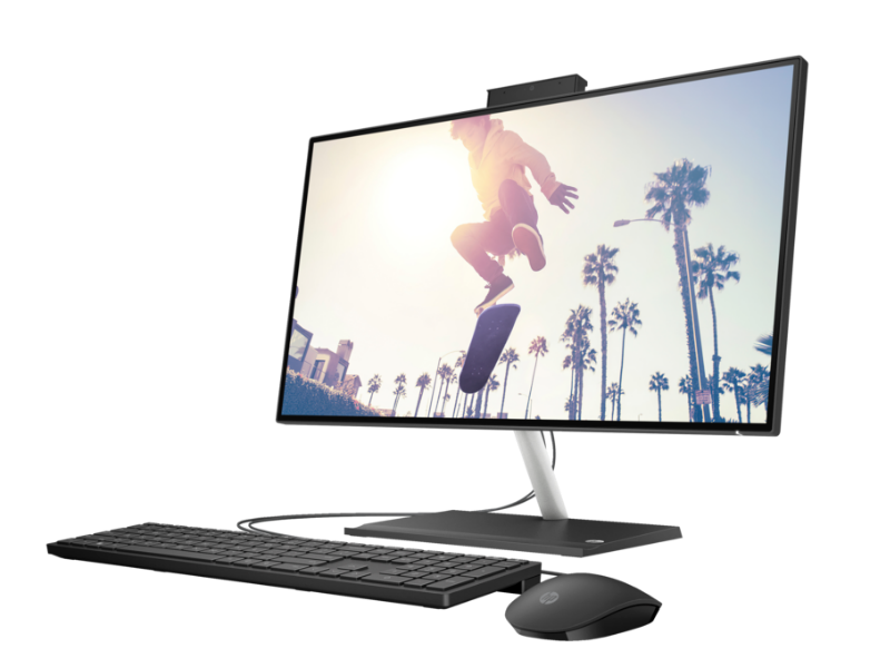 HP All-in-One 24 inch Desktop PC JetBlack NT HDcam Freedos CoreSet Left Facing Cam Up